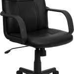 FLASH Paulson Mid-Back Black Glove Vinyl Executive Swivel Office Chair with Arms